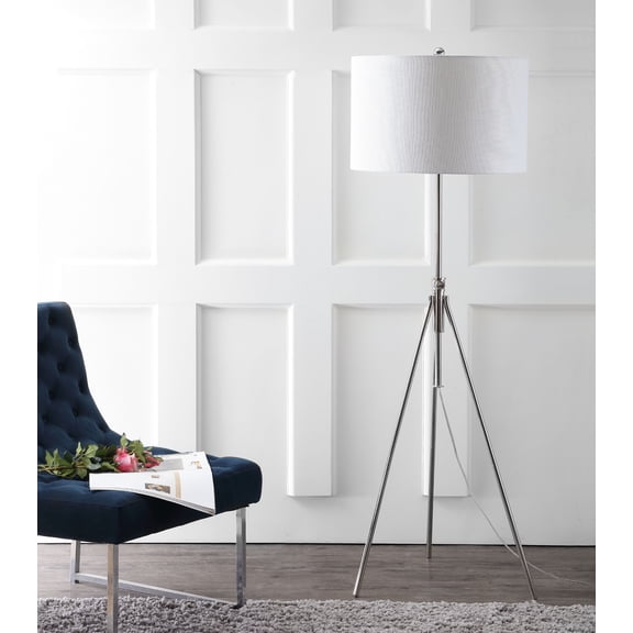 SAFAVIEH Cipriana Glam Adjustable Floor Lamp, Nickel/White