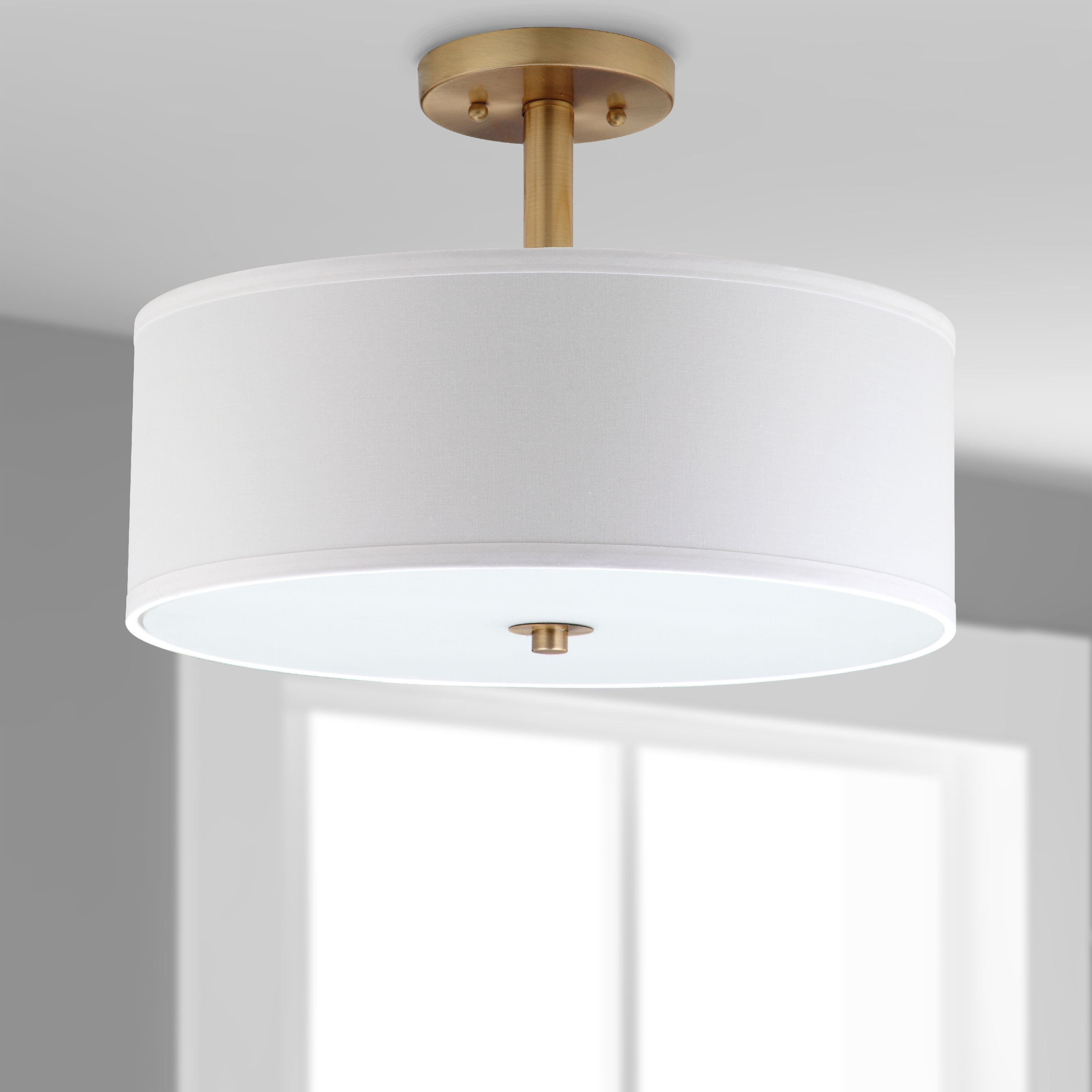 Gold Chrome Drum LED Semi Flush Mount Light