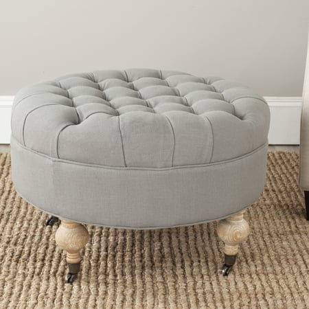 SAFAVIEH Clara Tufted Round Ottoman Granite