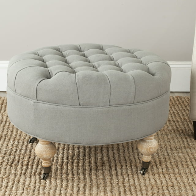 SAFAVIEH Clara Tufted Round Ottoman Granite - Walmart.com