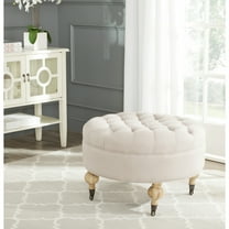 SAFAVIEH Clara Tufted Round Ottoman Taupe