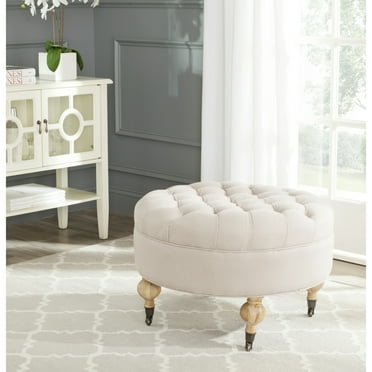 SAFAVIEH Clara Tufted Round Ottoman Taupe
