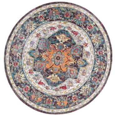 SAFAVIEH Claremont Roseann Oriental Area Rug, Blue/Purple, 6'7" x 6'7" Round