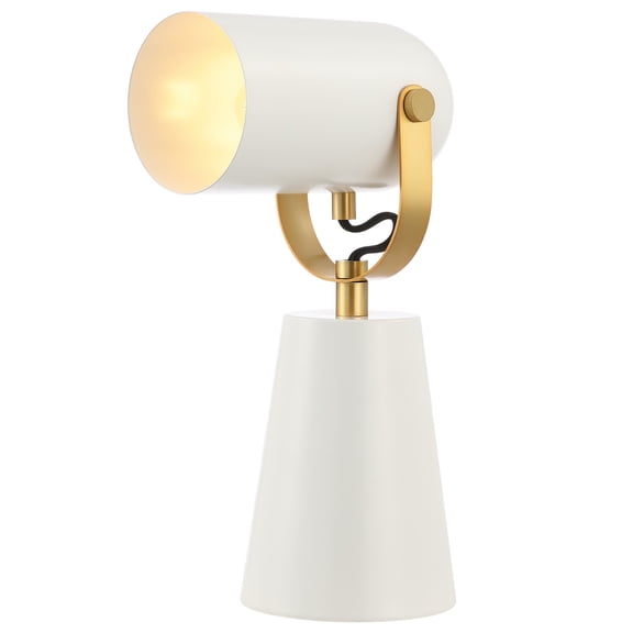 SAFAVIEH Clarst 14 in. Modern White Marble Table Lamp with White Shade