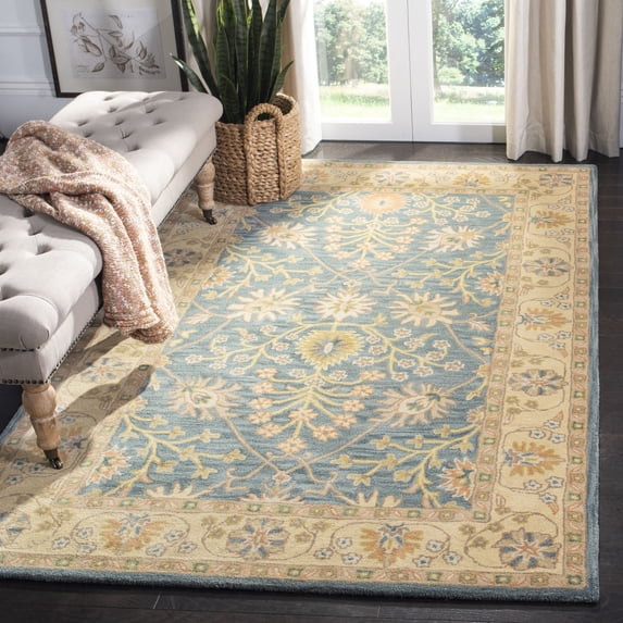 SAFAVIEH Classic Anabella Oriental Wool Area Rug, Blue/Light Gold, 3' x 5'