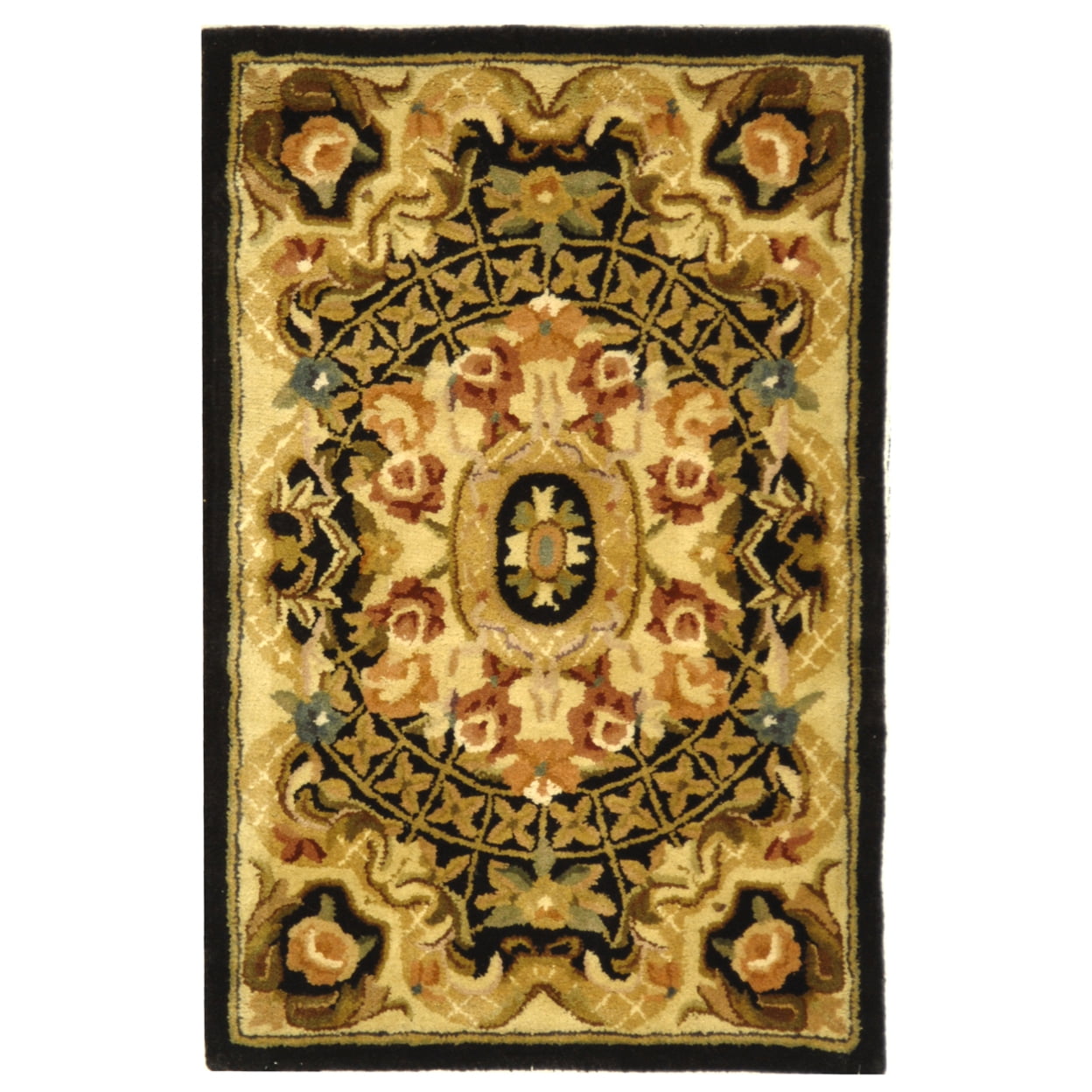 Handmade Black and Gold Wool Tufted Area Rug 2'3" x 4'