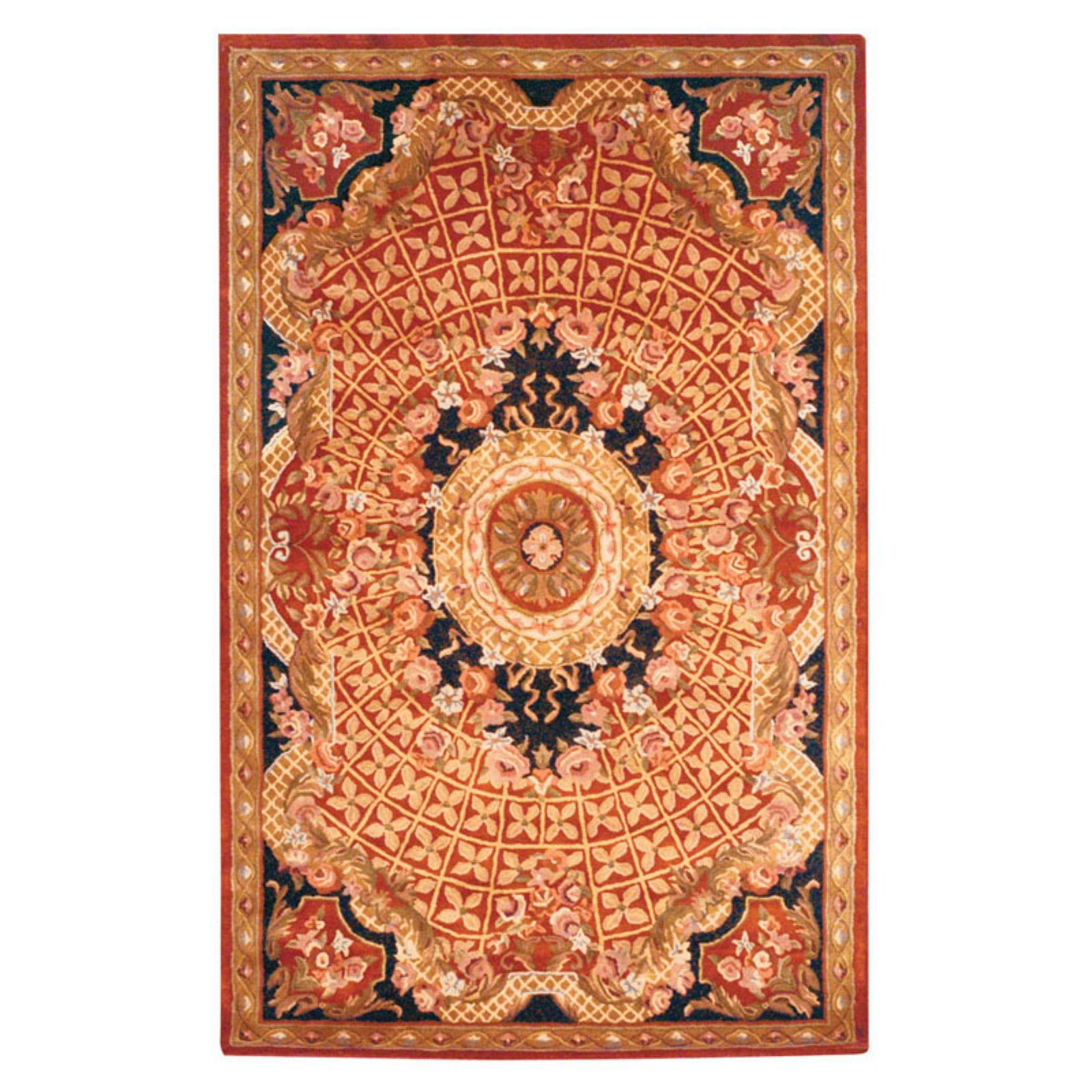 Handmade Black and Burgundy Wool Tufted 6' x 9' Area Rug