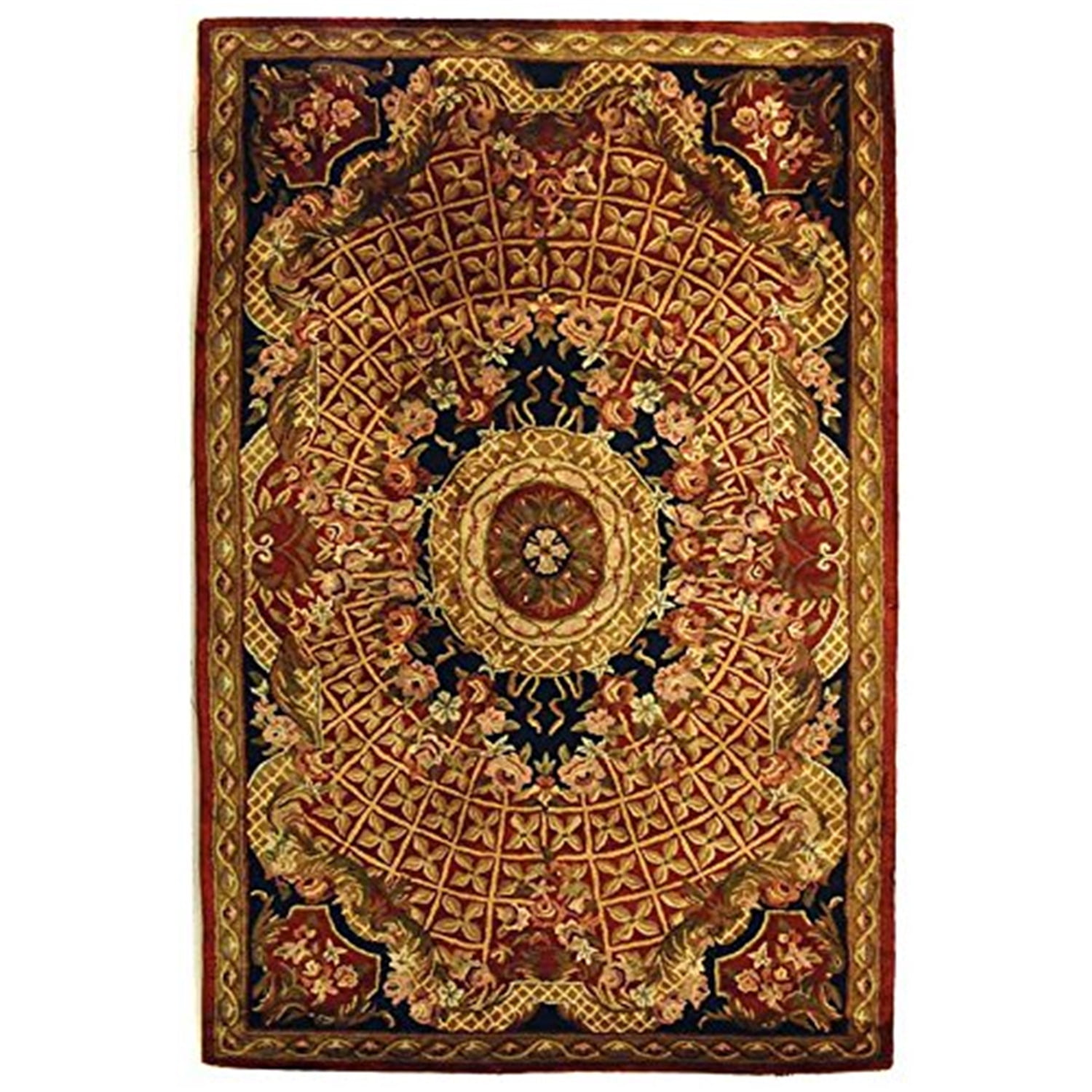 Handmade Black and Burgundy Wool Tufted 6' x 9' Area Rug