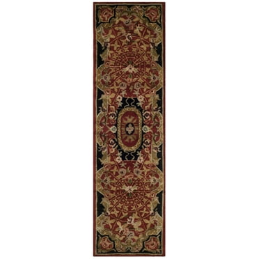 SAFAVIEH Classic Chandler Floral Bordered Wool Runner Rug, Burgundy/Black, 2'3" x 10'