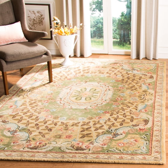 SAFAVIEH Classic Chandler Oriental Wool Area Rug, Taupe/Light Green, 3' x 5'