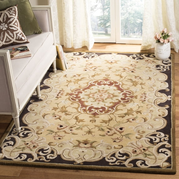 SAFAVIEH Classic Chedomir Floral Wool Area Rug, Gold/Cola, 5' x 8'