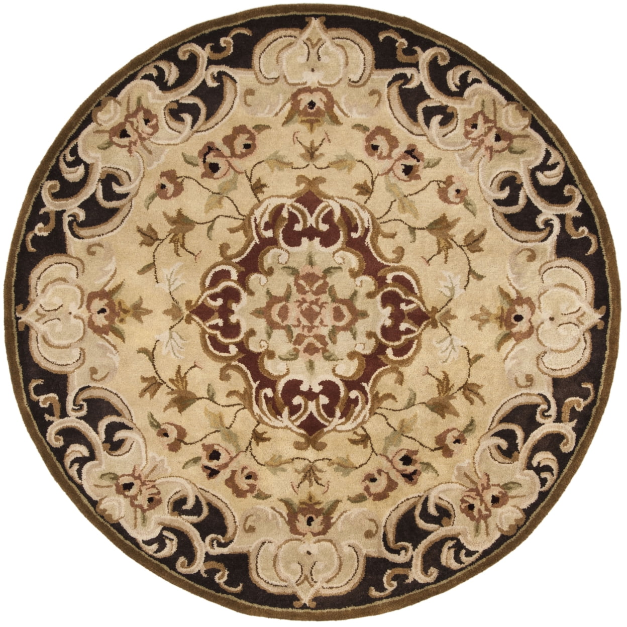 Classic CL234 Hand Tufted Area Rug - Gold/Cola - 6' Round - Safavieh.