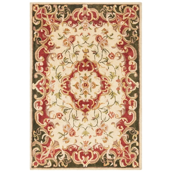 SAFAVIEH Classic Chedomir Floral Wool Area Rug, Ivory/Green, 3' x 5'
