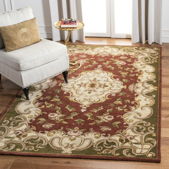 SAFAVIEH Classic Chedomir Floral Wool Area Rug, Rust/Green, 2' x 3'