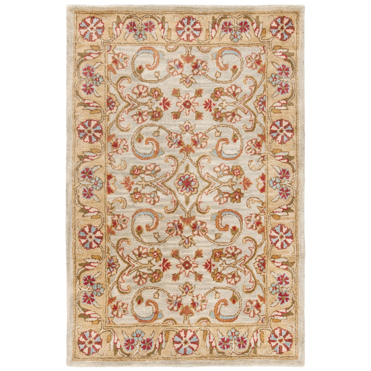 Handmade Red and Green Wool 4' x 6' Tufted Area Rug
