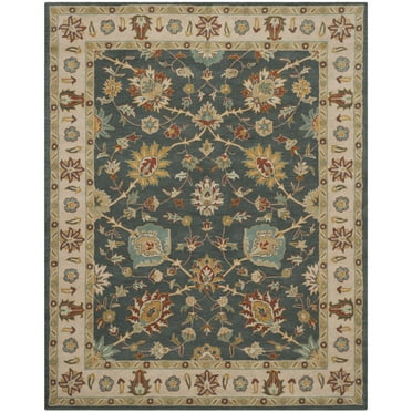 SAFAVIEH Classic Cordelia Floral Wool Area Rug, Dark Grey/Ivory, 3' x 5'