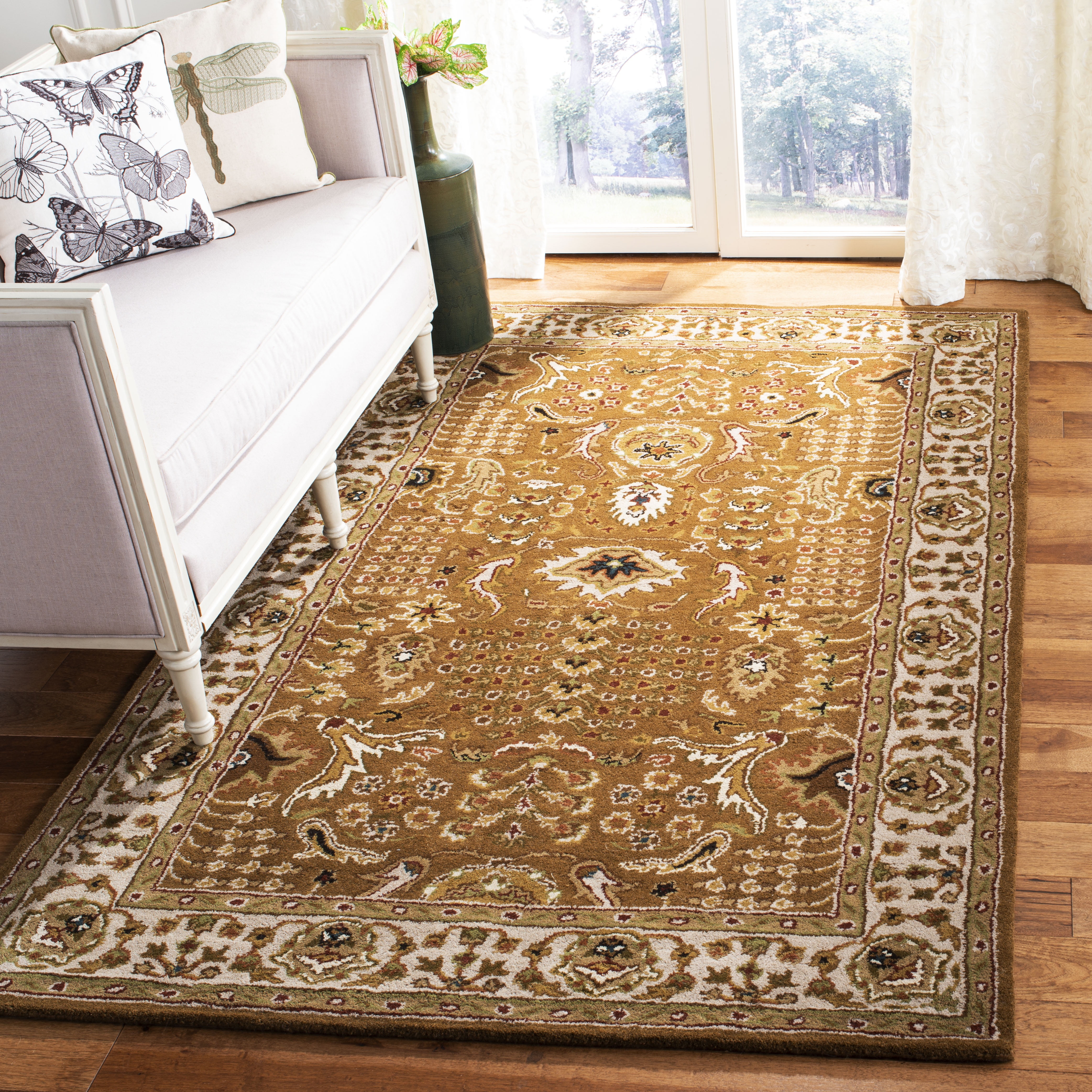 Elegance Redefined Ivory and Beige Hand-Tufted Wool Area Rug - 5' x 8'