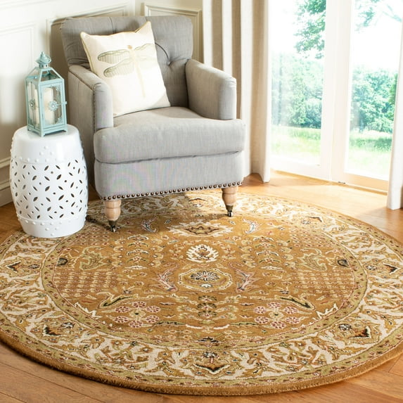 SAFAVIEH Classic Eleanora Oriental Wool Area Rug, Light Green/Gold, 4'6" x 6'6" Oval