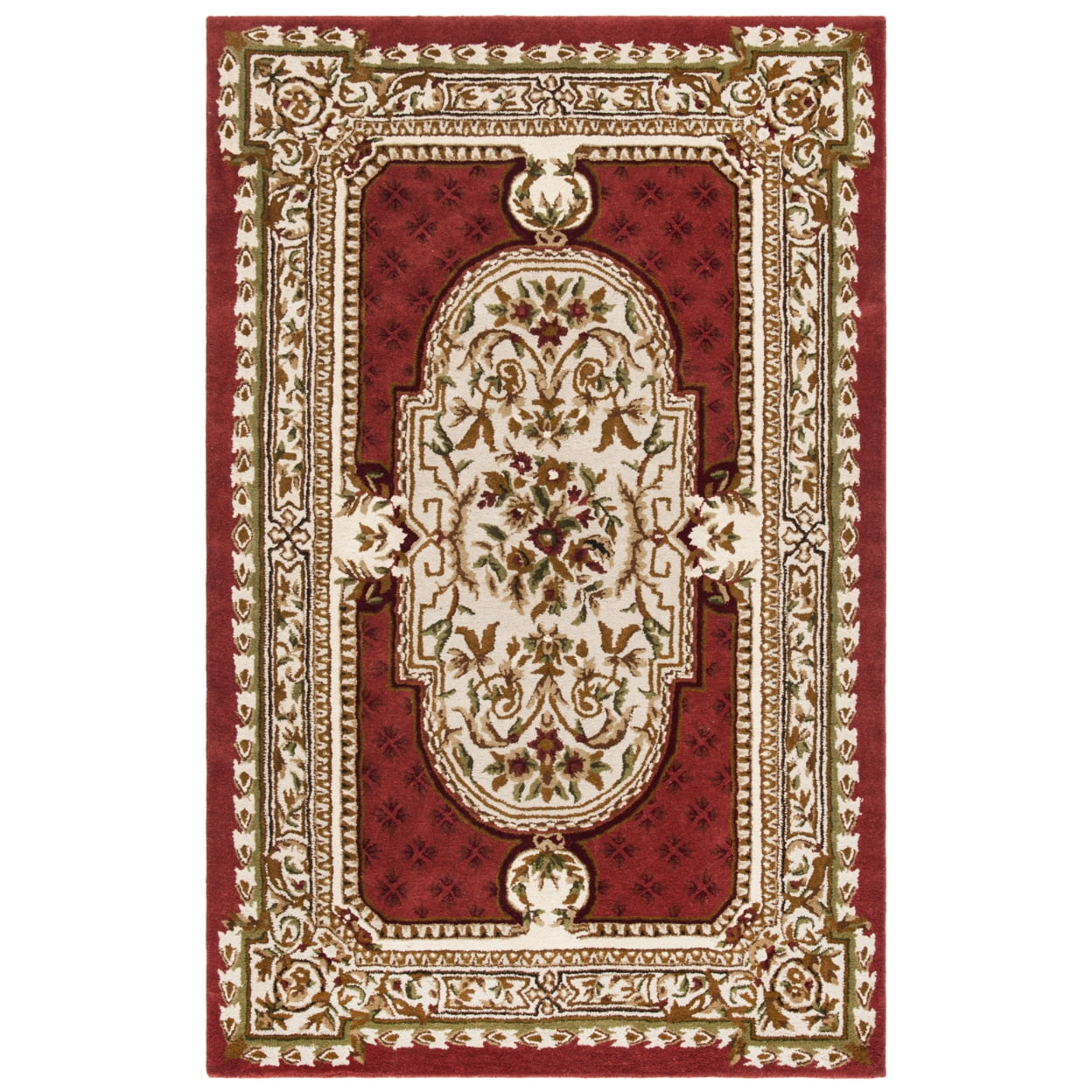 Burgundy Wool Hand-Tufted Rectangular Area Rug