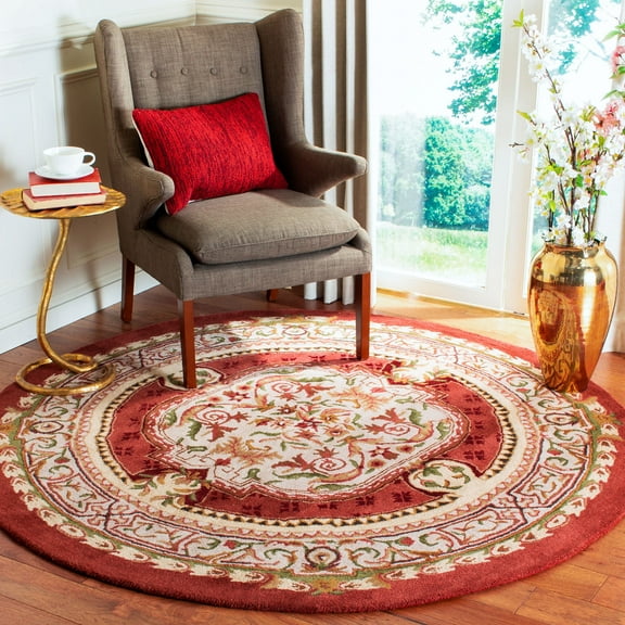 SAFAVIEH Classic Flanagan Oriental Wool Area Rug, Burgundy, 8' x 8' Round