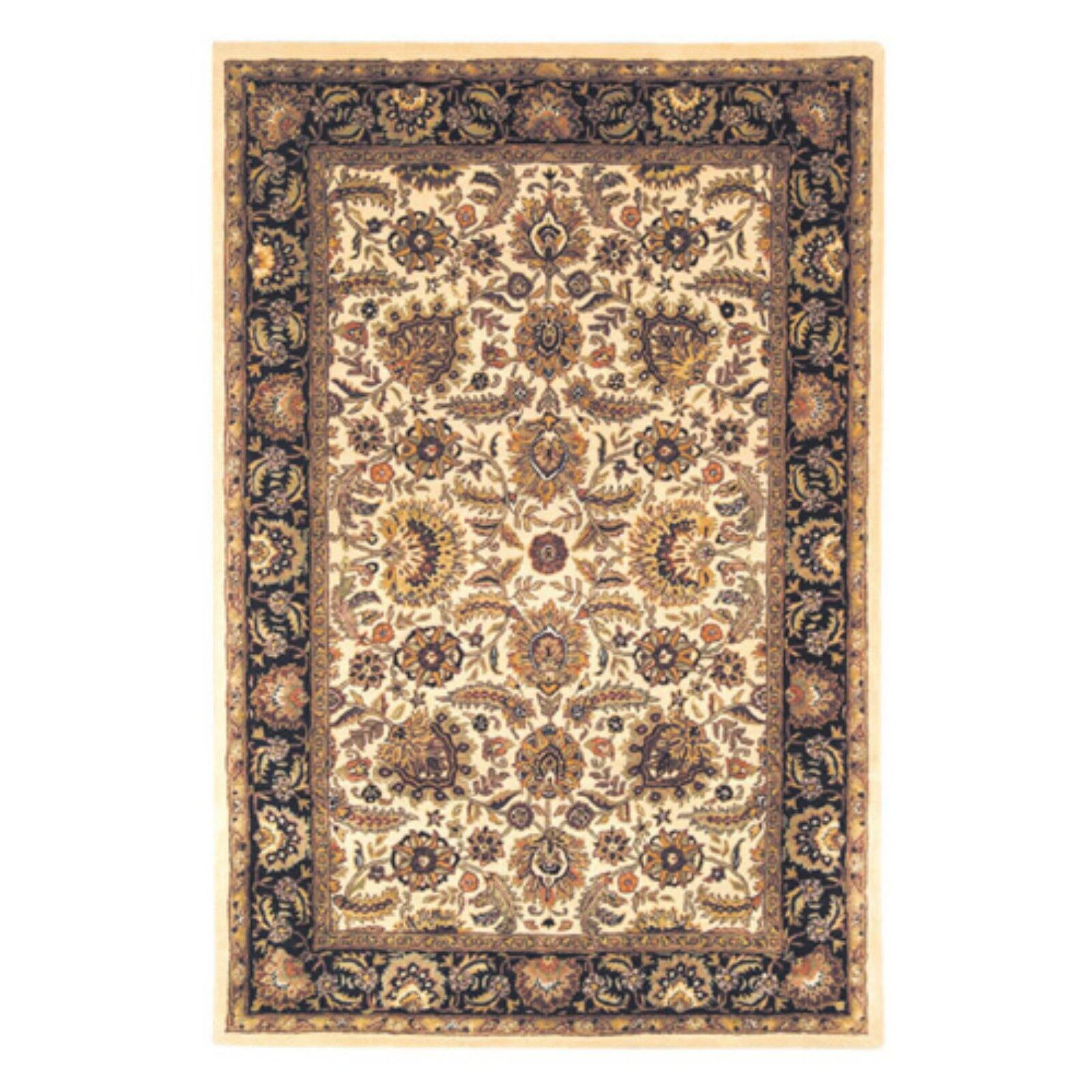 Ivory and Navy Hand-Tufted Wool Persian Area Rug