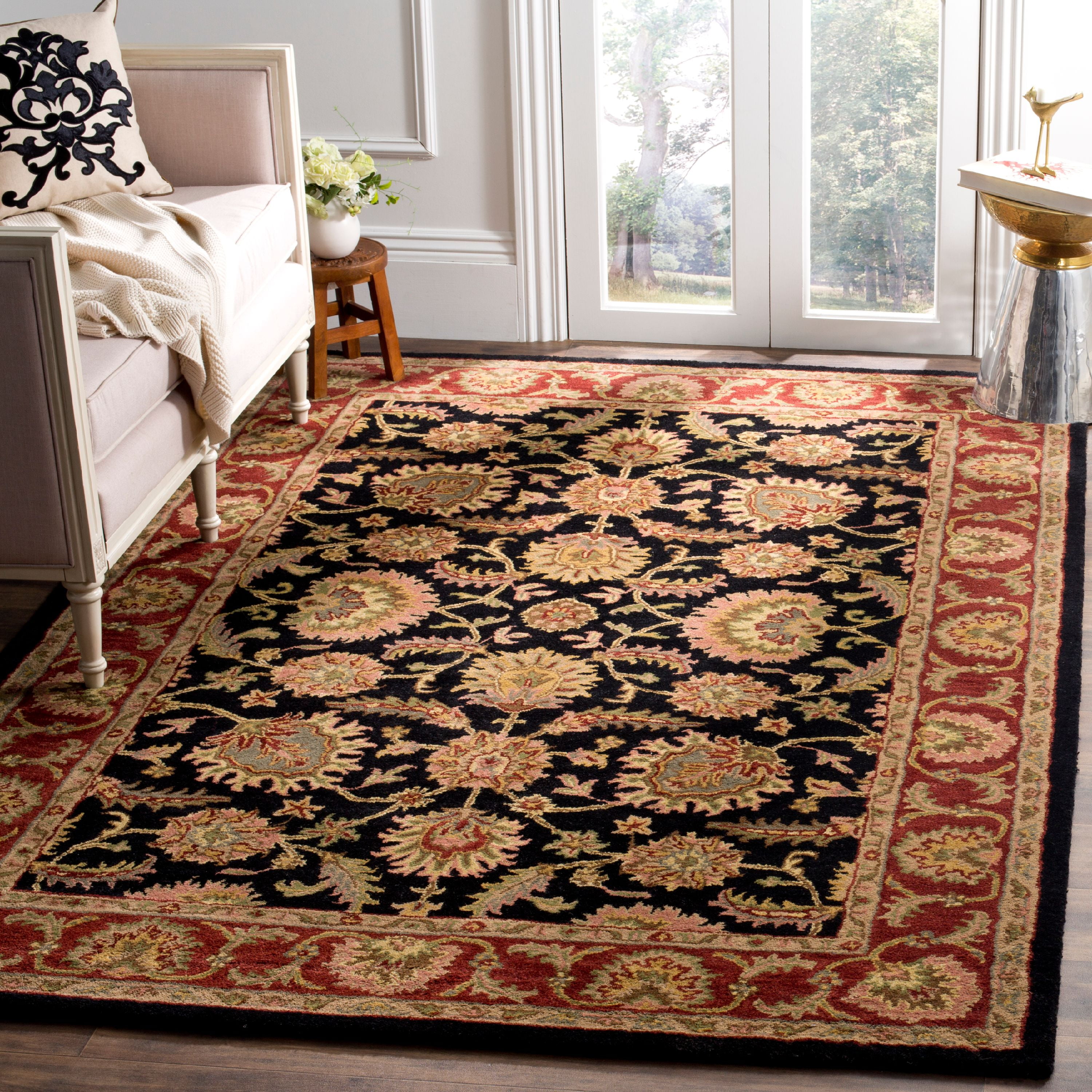Navy and Red Hand-Tufted Wool 6' x 9' Area Rug