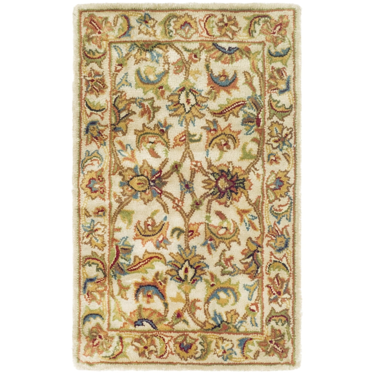 Ivory Hand-Tufted Wool Rectangular Area Rug 2' x 3'