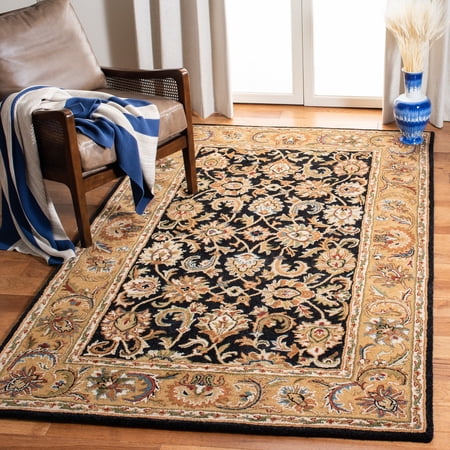 SAFAVIEH Classic Gloria Oriental Wool Area Rug, Black/Gold, 4' x 6'