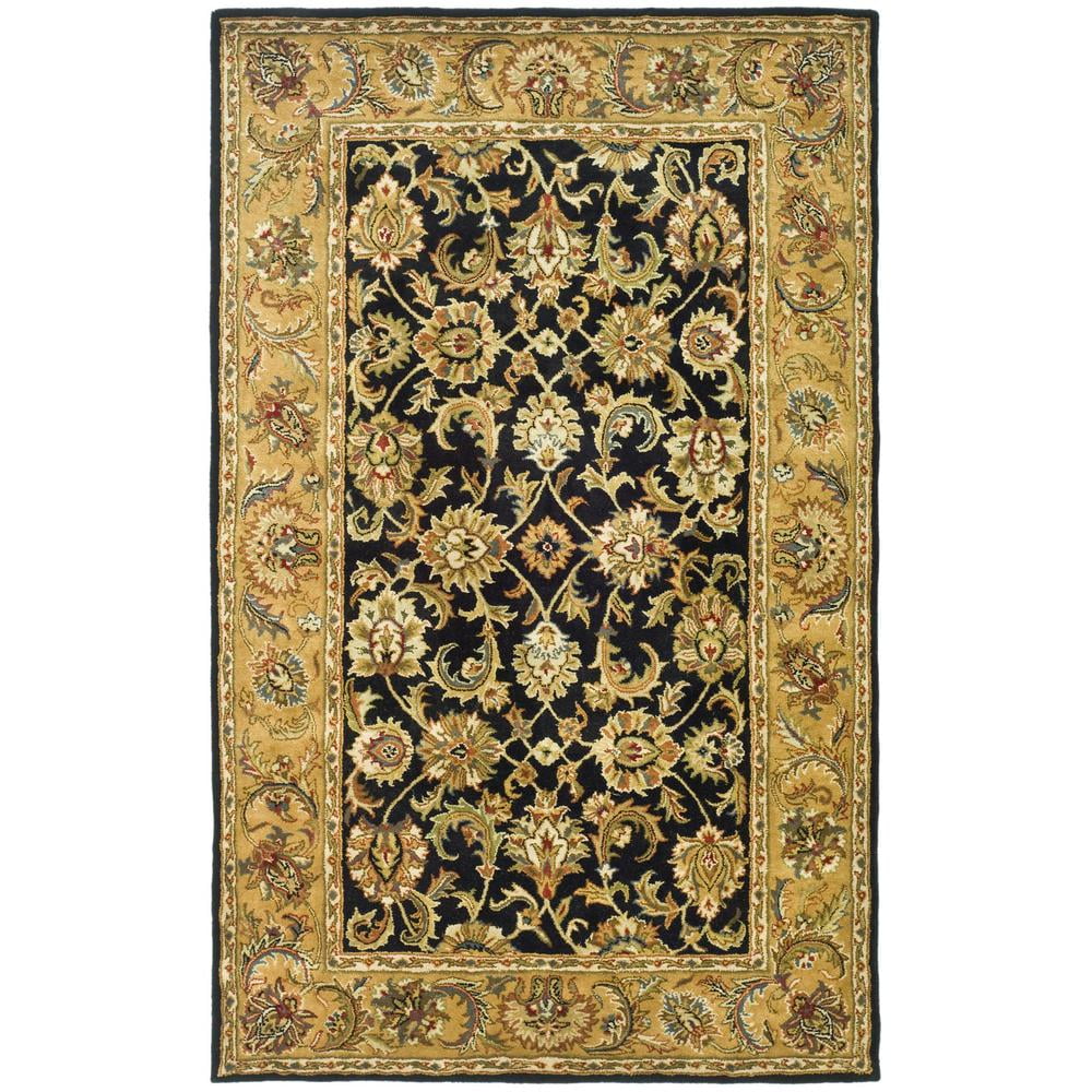 Hand-Tufted Black and Gold Wool Rectangular Area Rug, 5' x 8'