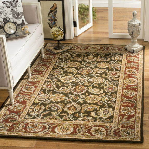 SAFAVIEH Classic Gloria Oriental Wool Area Rug, Dark Olive/Red, 7'6" x 9'6"