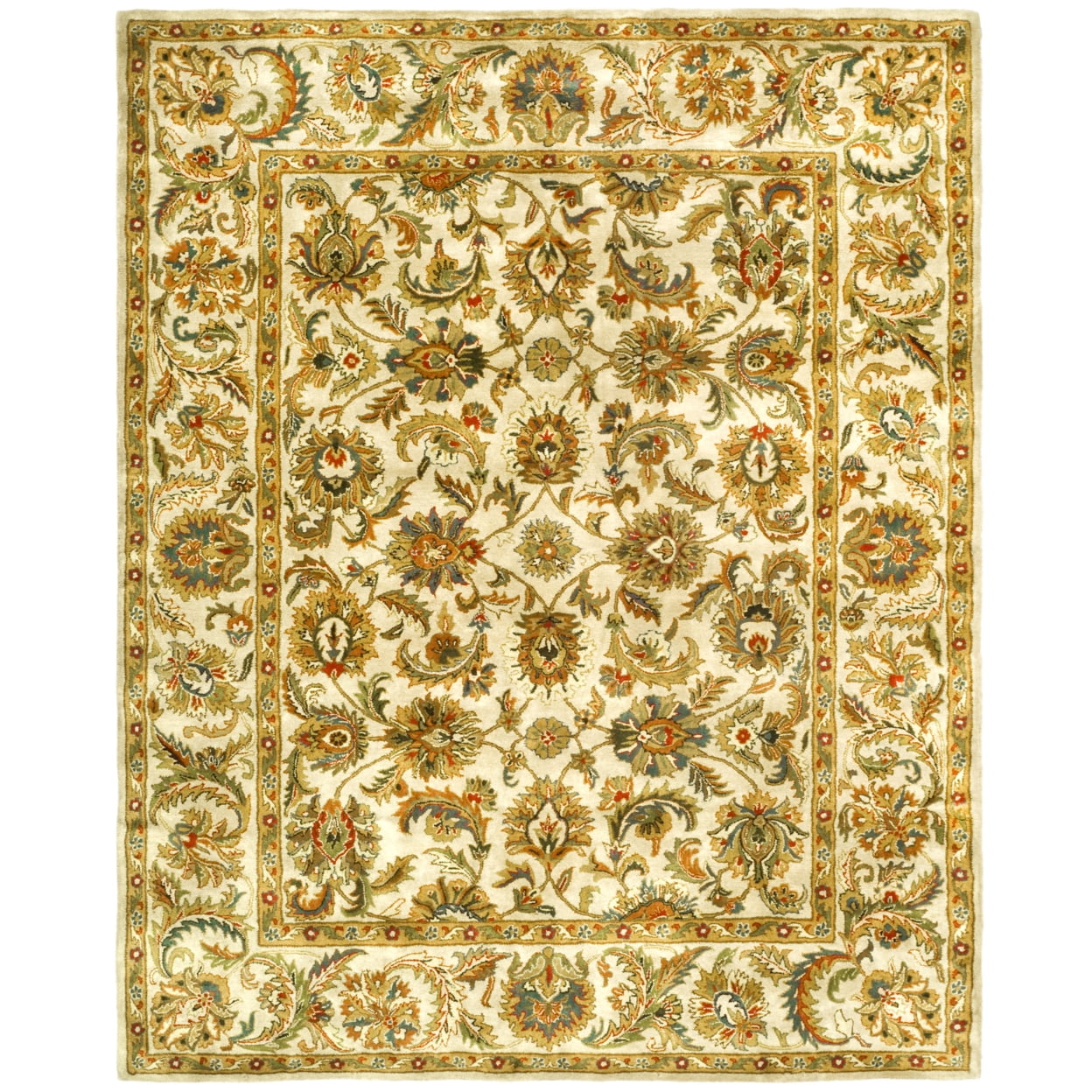 Ivory Hand-Tufted Wool Persian-Inspired Area Rug, 5' x 8'