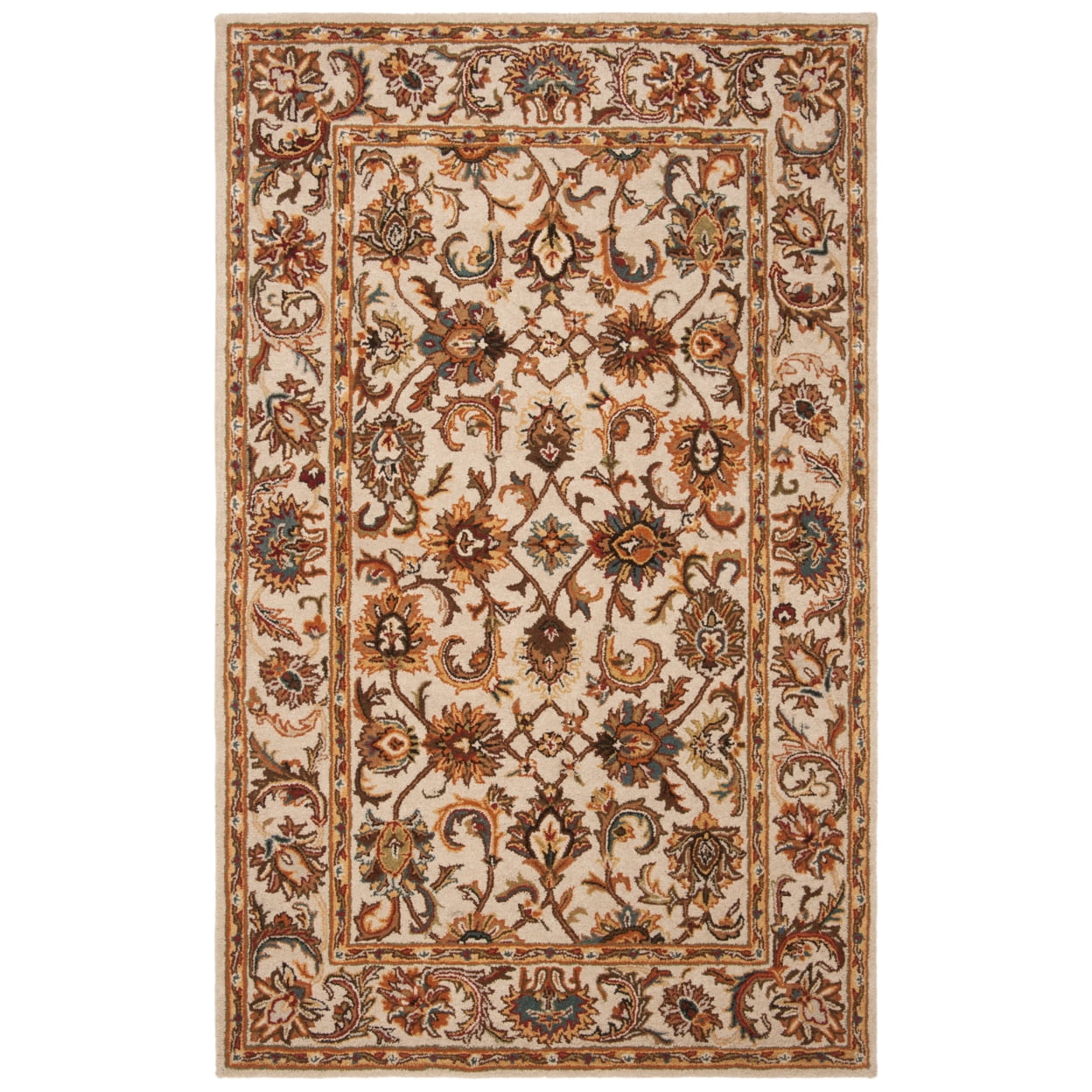 Ivory Hand-Tufted Wool Persian-Inspired Area Rug, 5' x 8'