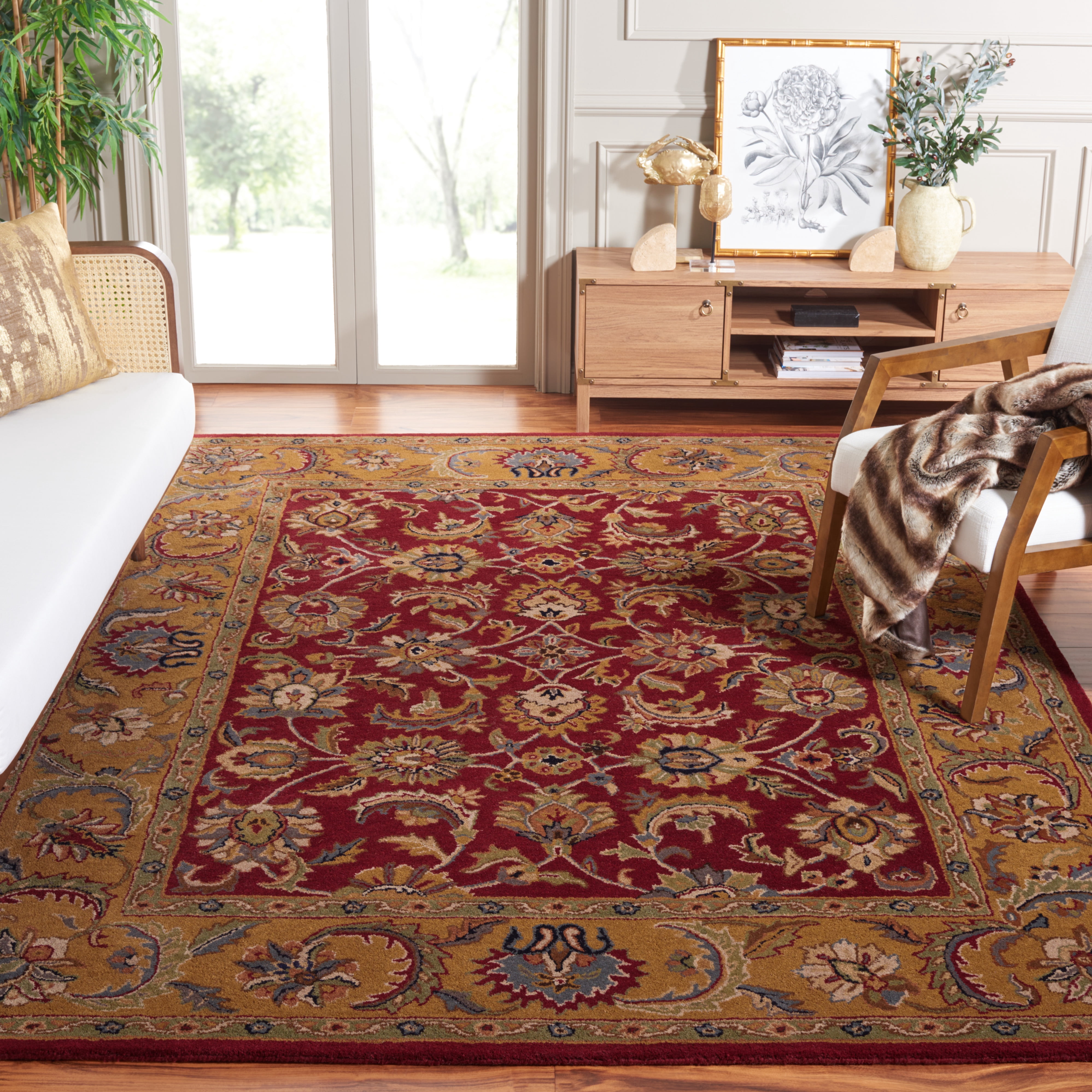 Red Gold Rug SAFAVIEH Classic Gloria Oriental Wool Area Rug, Red/Gold, 8'3