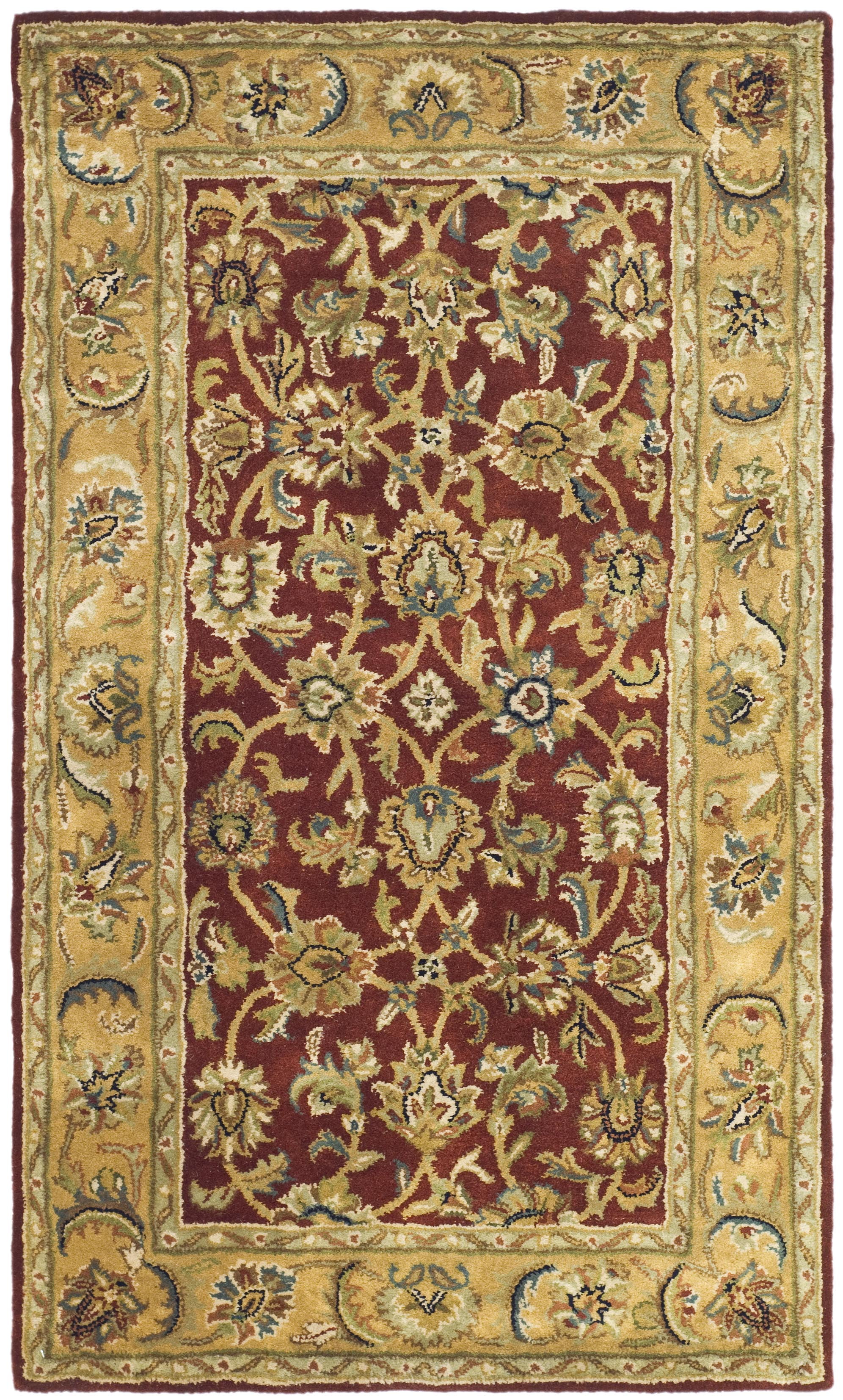 Handmade Rustic Red Wool Rectangular Tufted Rug 3' x 5'