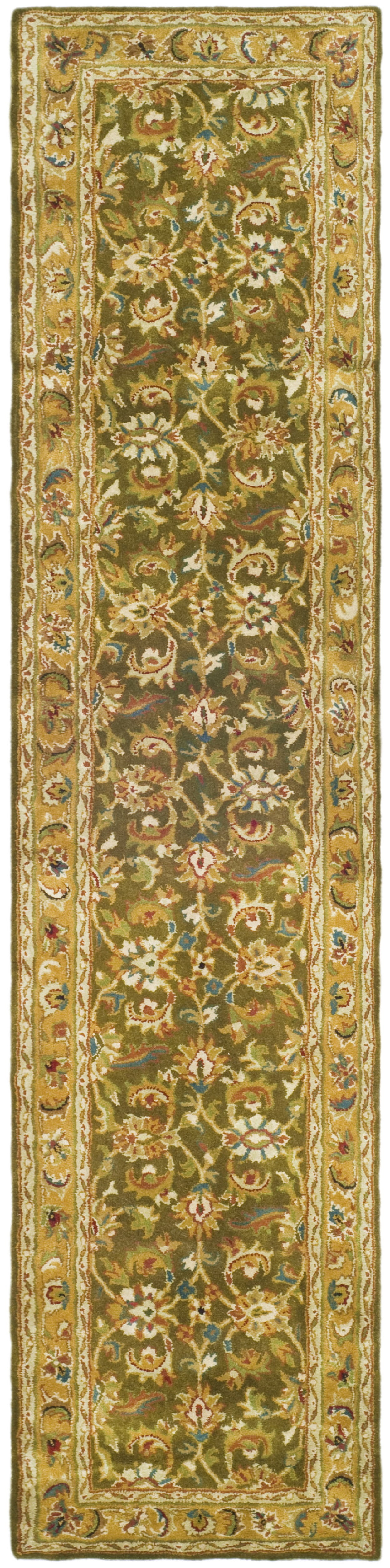 Hand-Tufted Olive and Camel Wool Runner Rug - 2'3" x 12'