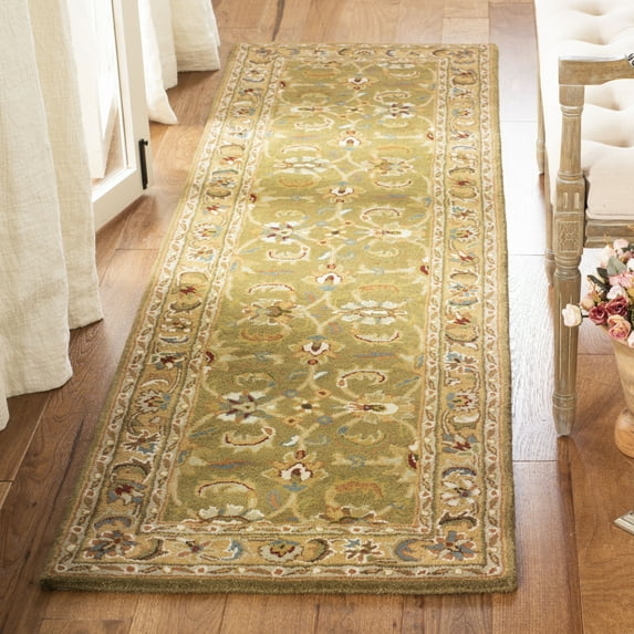 SAFAVIEH Classic Gloria Oriental Wool Runner Rug, Olive/Camel, 2'3" x 8'