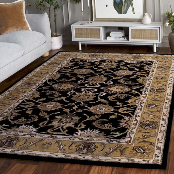 SAFAVIEH Classic Holly Oriental Wool Area Rug, Black/Gold, 8'3" x 11'