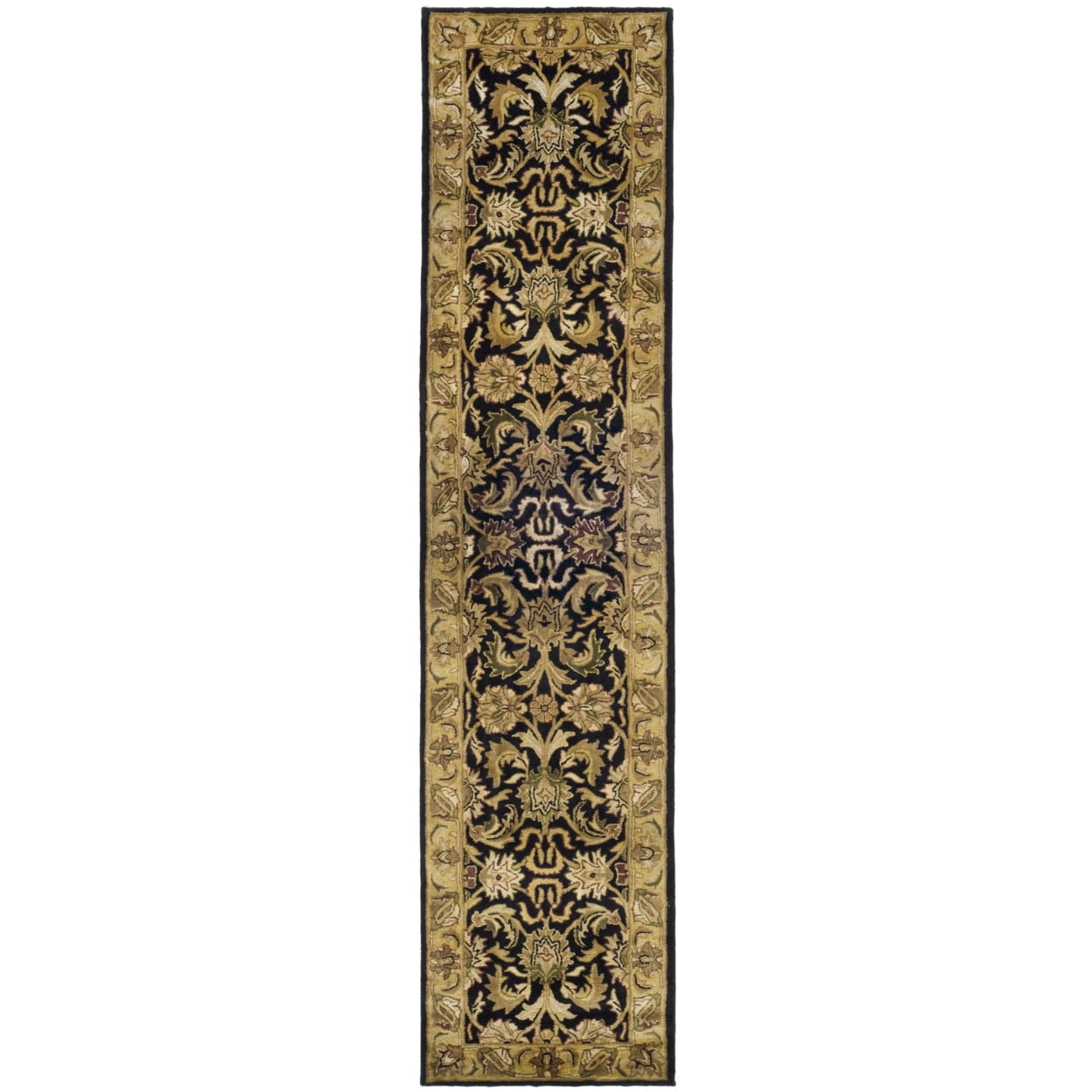 Black and Gold Handmade Wool Runner Rug