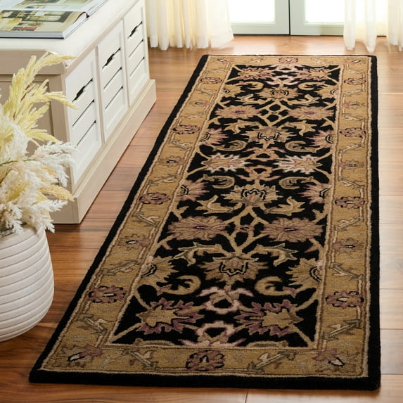 SAFAVIEH Classic Holly Oriental Wool Runner Rug, Black/Gold, 2'3" x 8'