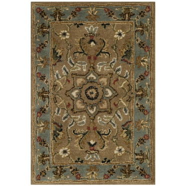 SAFAVIEH Classic Jilliean Floral Bordered Wool Area Rug, Beige/Light Blue, 3' x 5'