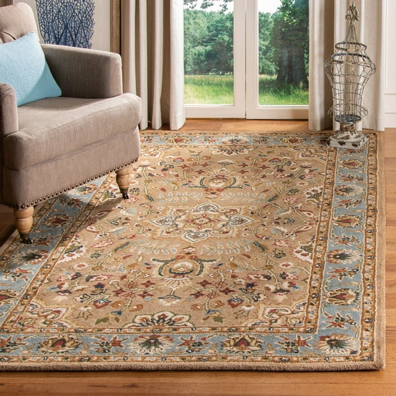 SAFAVIEH Classic Jilliean Oriental Wool Area Rug, Beige/Light Blue, 8' x 8' Square