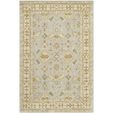 SAFAVIEH Classic Julijana Floral Wool Area Rug, Light Blue/Ivory, 3' x 5'