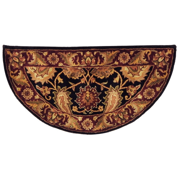 SAFAVIEH Classic Karolina Oriental Wool Area Rug, Black/Burgundy, 2'3" x 4' Half Moon