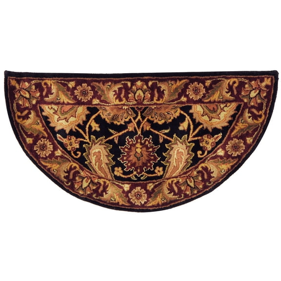 SAFAVIEH Classic Karolina Oriental Wool Area Rug, Black/Burgundy, 2'3" x 4' Half Moon