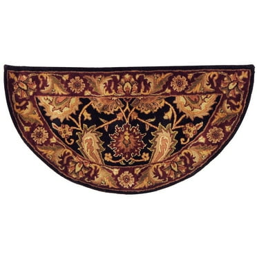 SAFAVIEH Classic Karolina Floral Bordered Wool Area Rug, Black/Burgundy, 2'3" x 4'