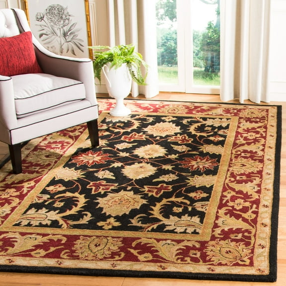 SAFAVIEH Classic Karolina Oriental Wool Area Rug, Black/Burgundy, 9'6" x 13'6"