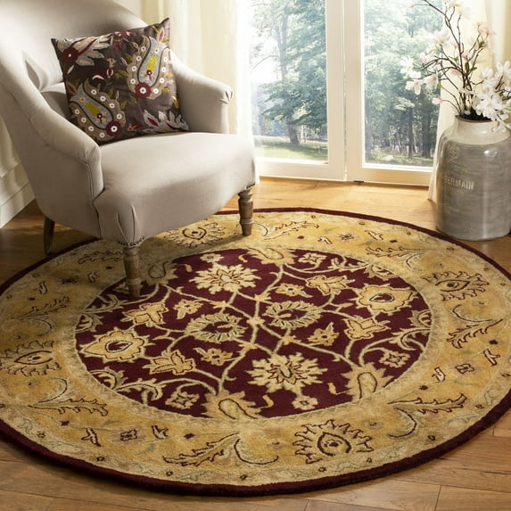 SAFAVIEH Classic Karolina Oriental Wool Area Rug, Burgundy/Gold, 3'6" x 3'6" Round