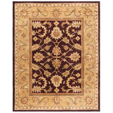 SAFAVIEH Classic Karolina Floral Bordered Wool Area Rug, Dark Plum/Gold, 7'6" x 9'6"