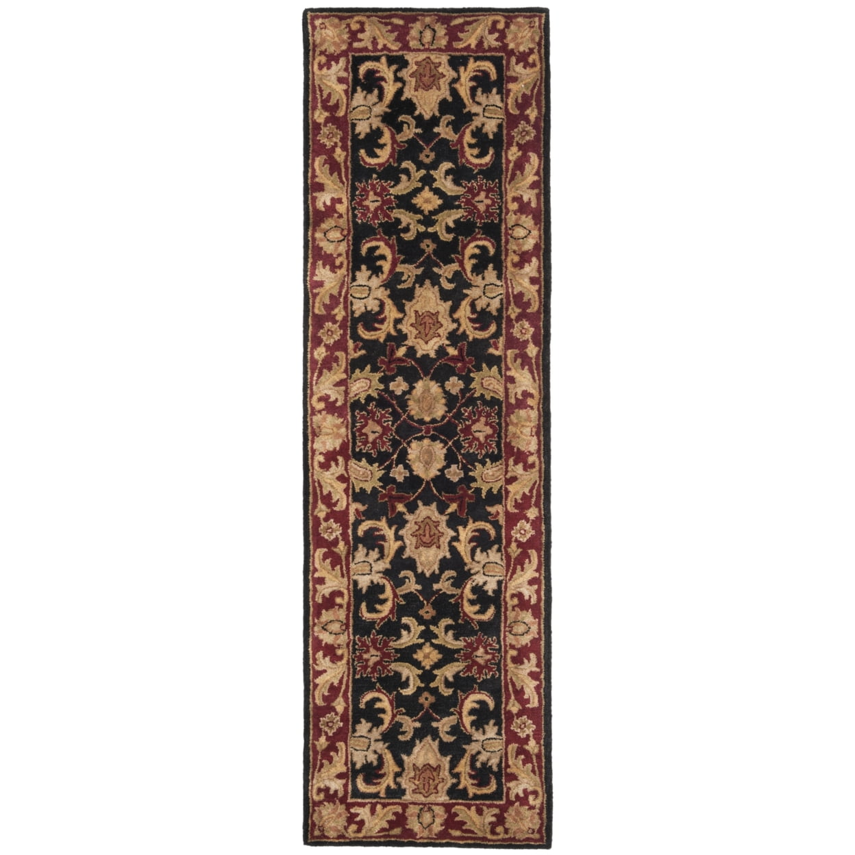 Elegant Noir Hand-Tufted Wool Runner Rug in Black, 2'3" x 8'