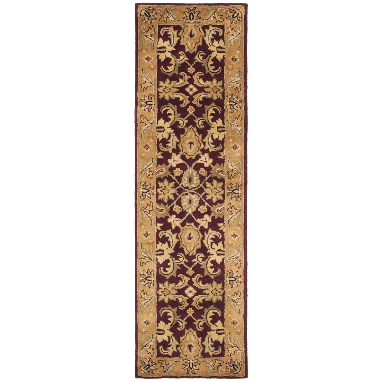 Burgundy and Gold High Pile Wool Area Rug